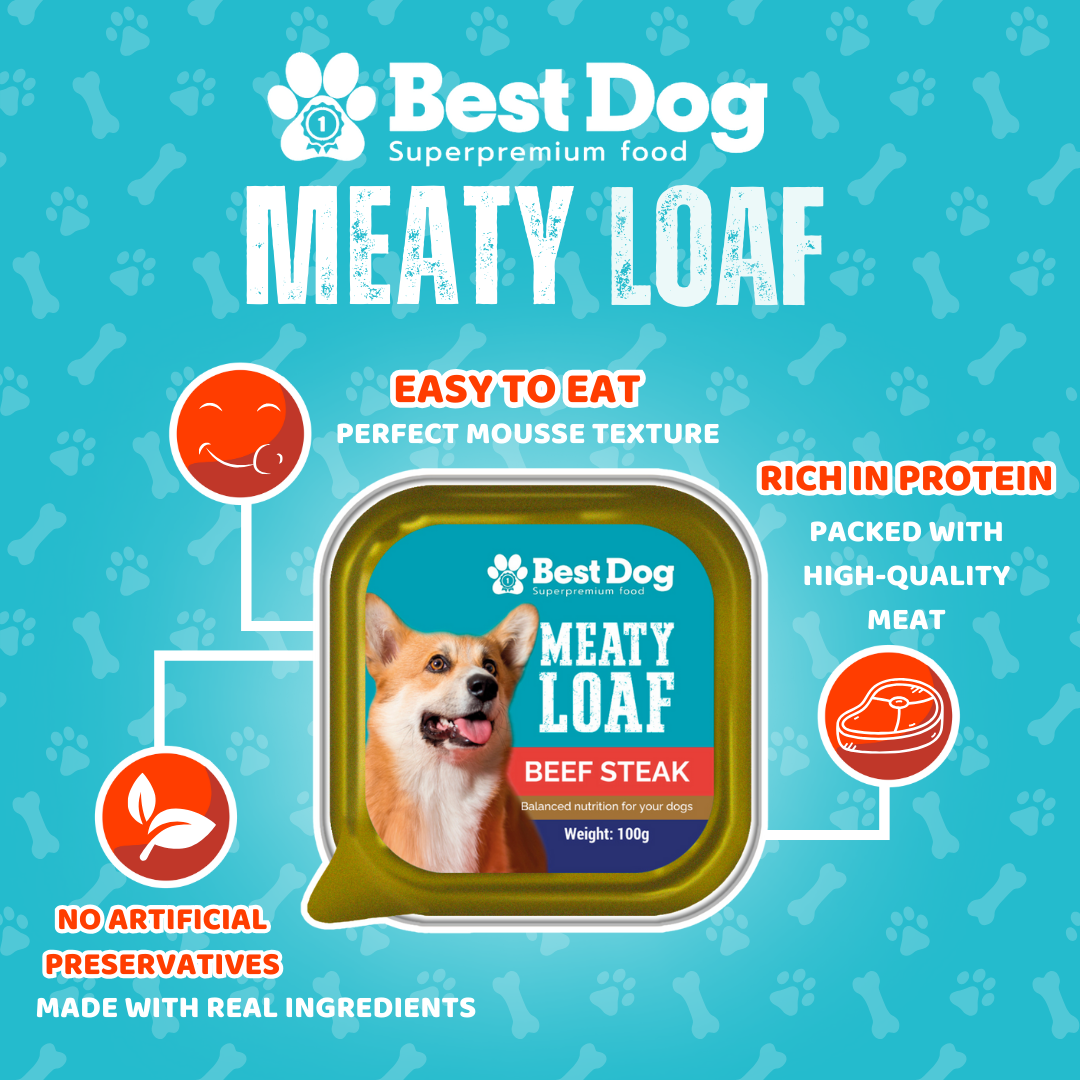 Best Dog Meaty Loaf Beef Steak - Super Premium Wet Dog Food (100g)
