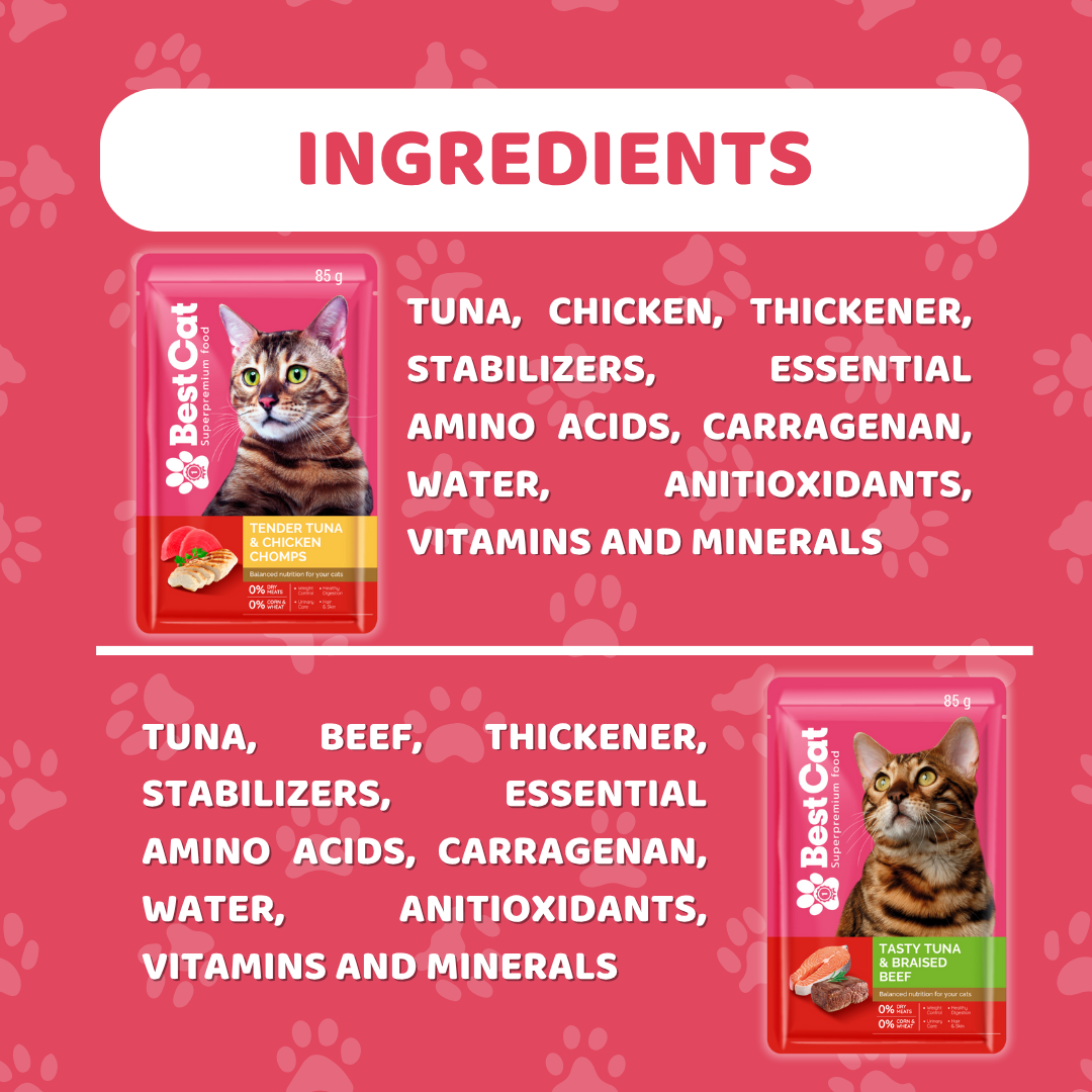 Best Cat Pouch 85g – Tender Tuna & Chicken Chomps | Wet Cat Food