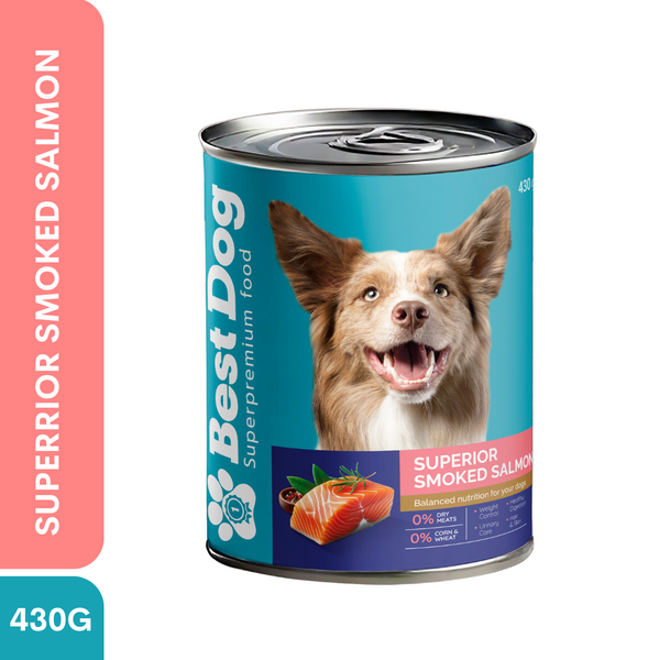 Best Dog Canned Dog Food – Superior Smoked Salmon – Omega-Rich Wet Food for Healthy Skin & Coat