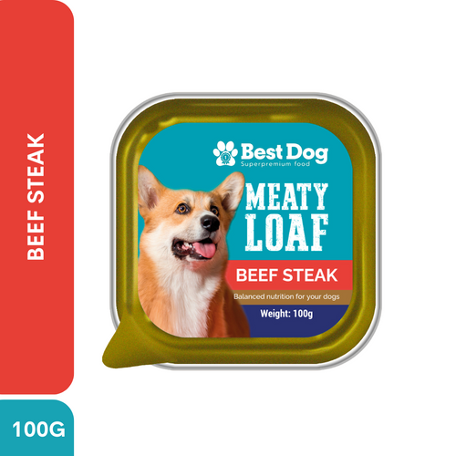 Best Dog Meaty Loaf Beef Steak - Super Premium Wet Dog Food (100g)
