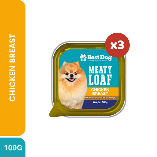 Best Dog Meaty Loaf Chicken Breast Super Premium Wet Dog Food 100g 3pcs